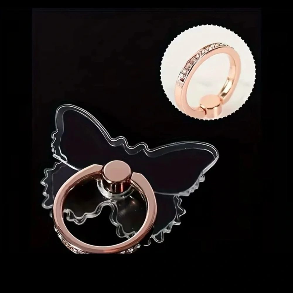 2-Pack Butterfly Rhinestone Phone Ring Holder Grip Stand Bling Kickstand Set